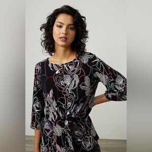 Joseph Ribkoff paisley floral top w/tie middle 8